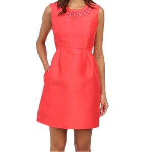 Kate Spade Mindy Embellished Dive Right In Geranium Coral Dress Sleeveless Sz 4